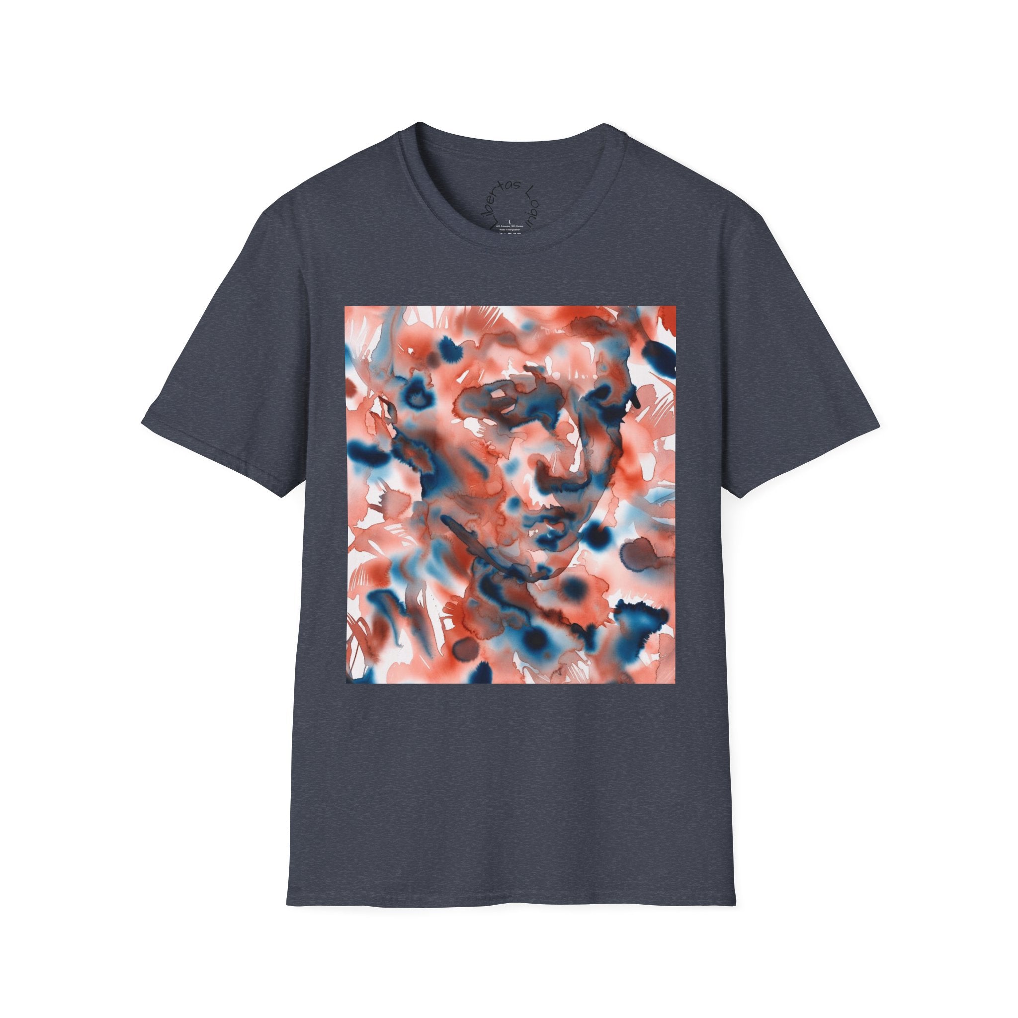 Artistic Abstract Face T‑Shirt — 'Libertas Loquī' Backprint