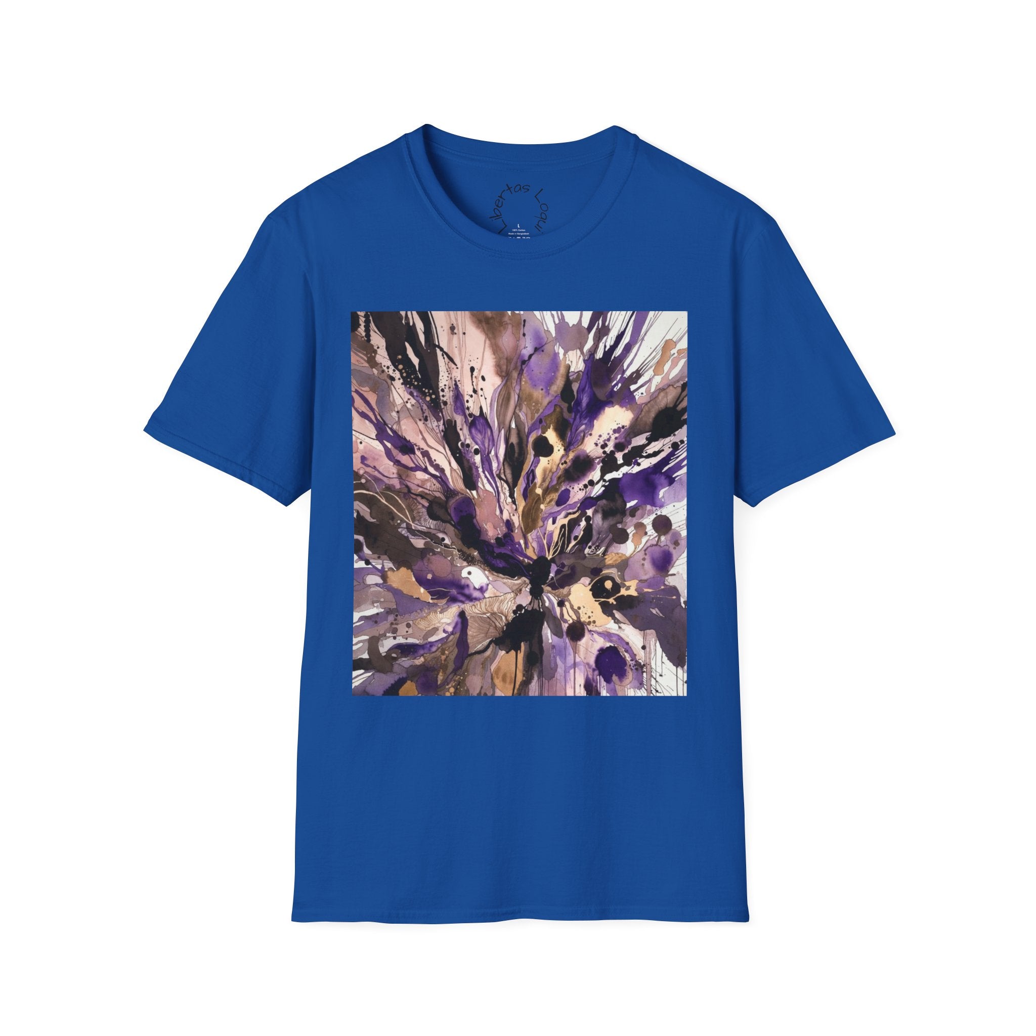 Abstract Purple Burst T-Shirt — 'Libertas Logui' Back Print