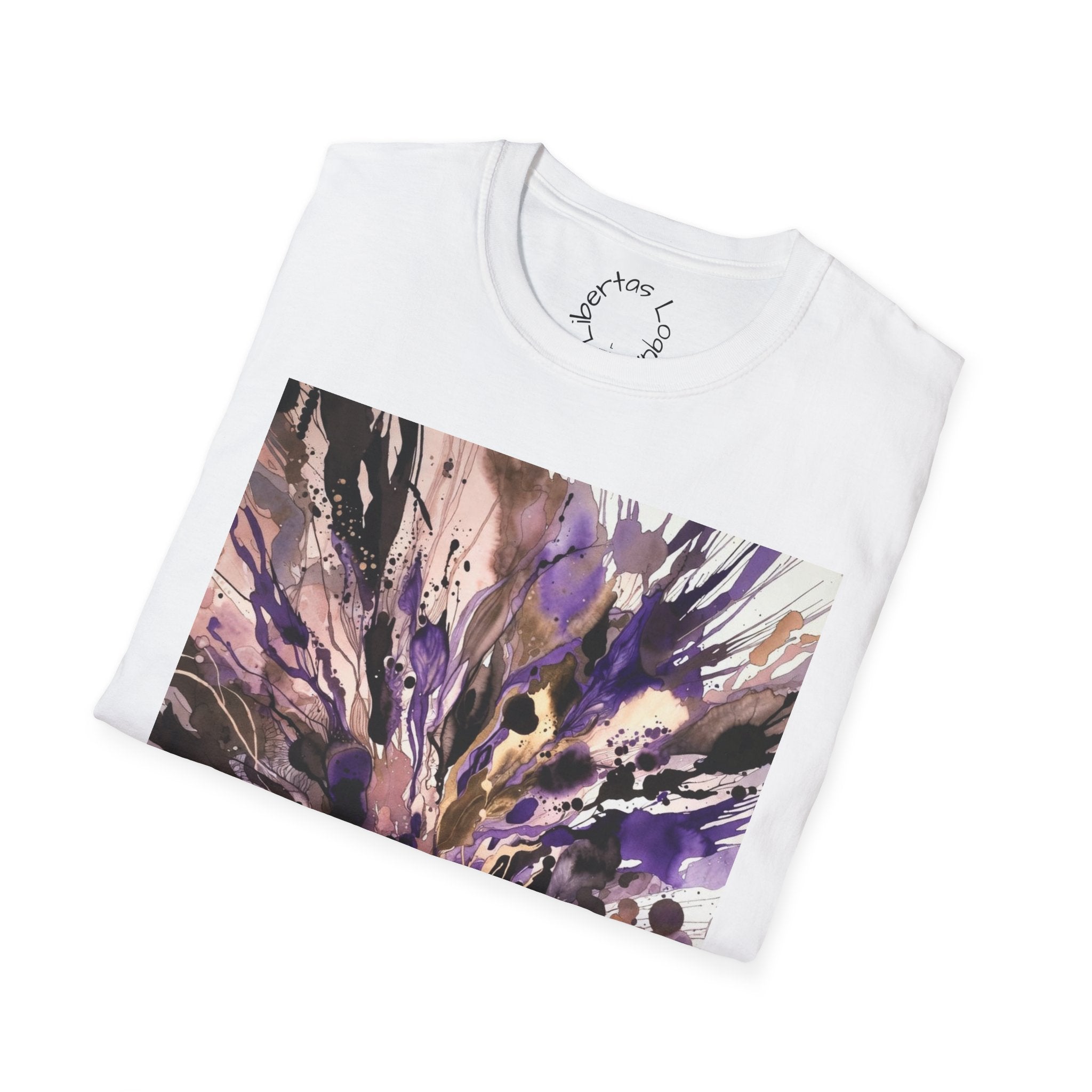 Abstract Purple Burst T-Shirt — 'Libertas Logui' Back Print