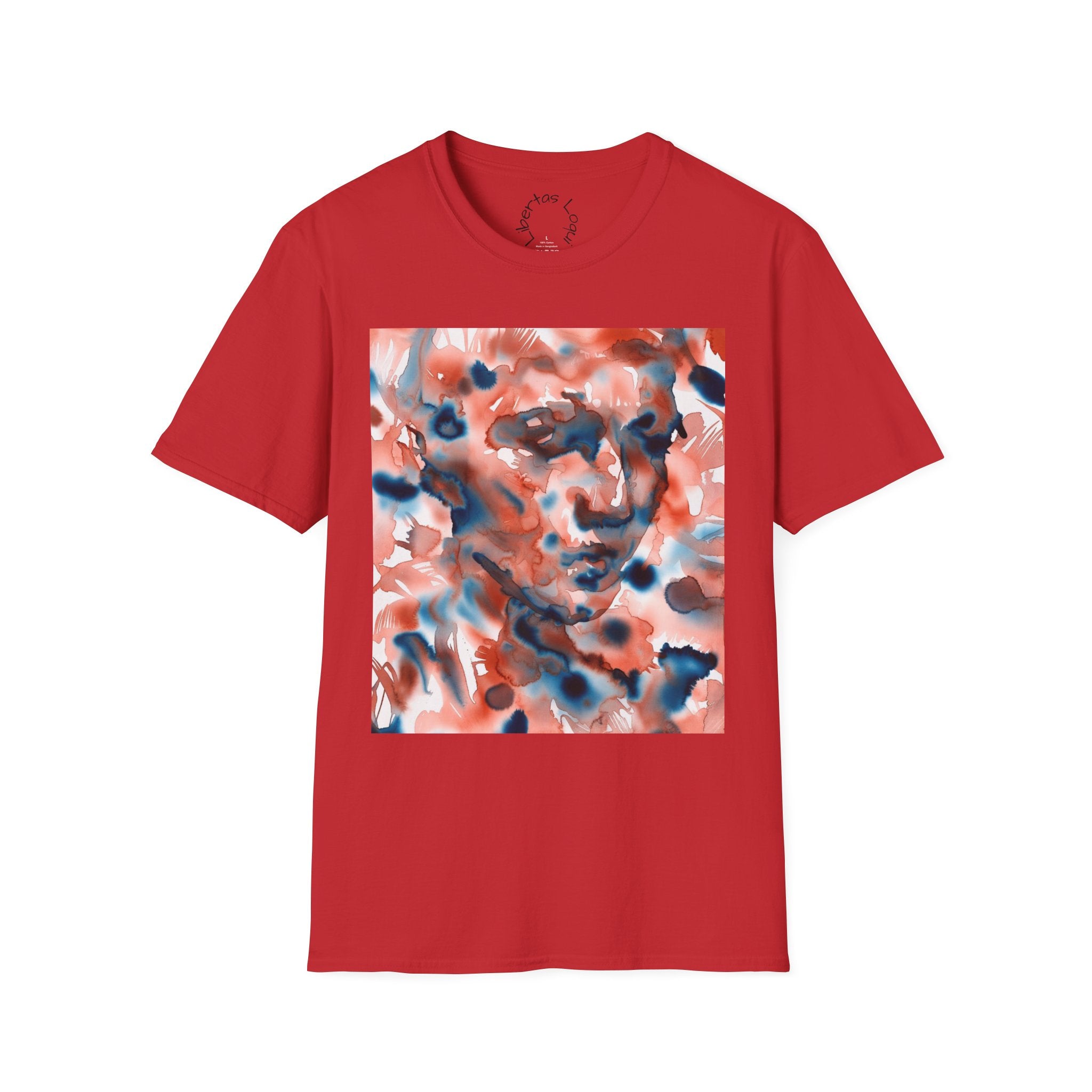 Artistic Abstract Face T‑Shirt — 'Libertas Loquī' Backprint