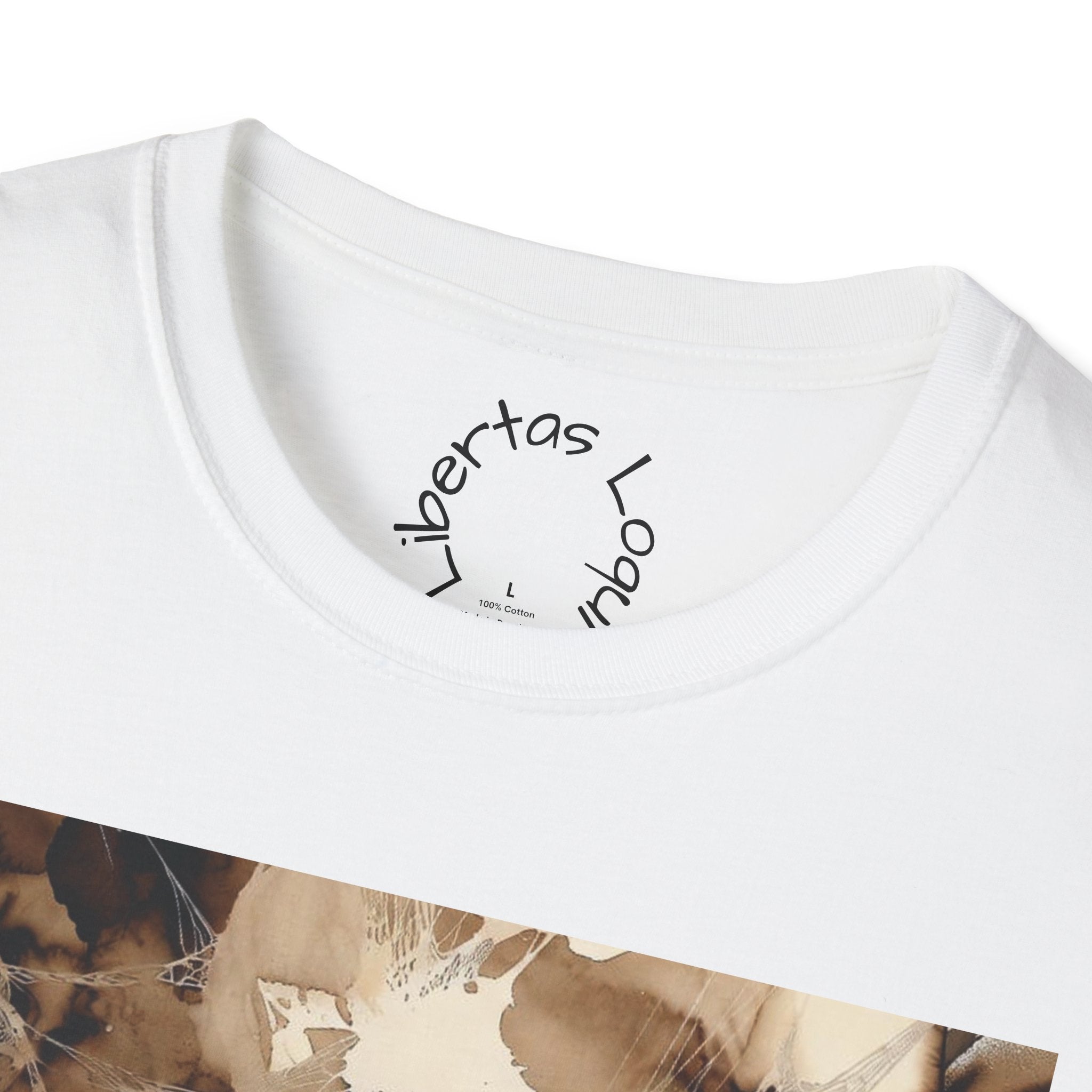 Abstract Brown Ink Skull T-Shirt — Front Art, Back ‘Libertas Loqui’ Typography