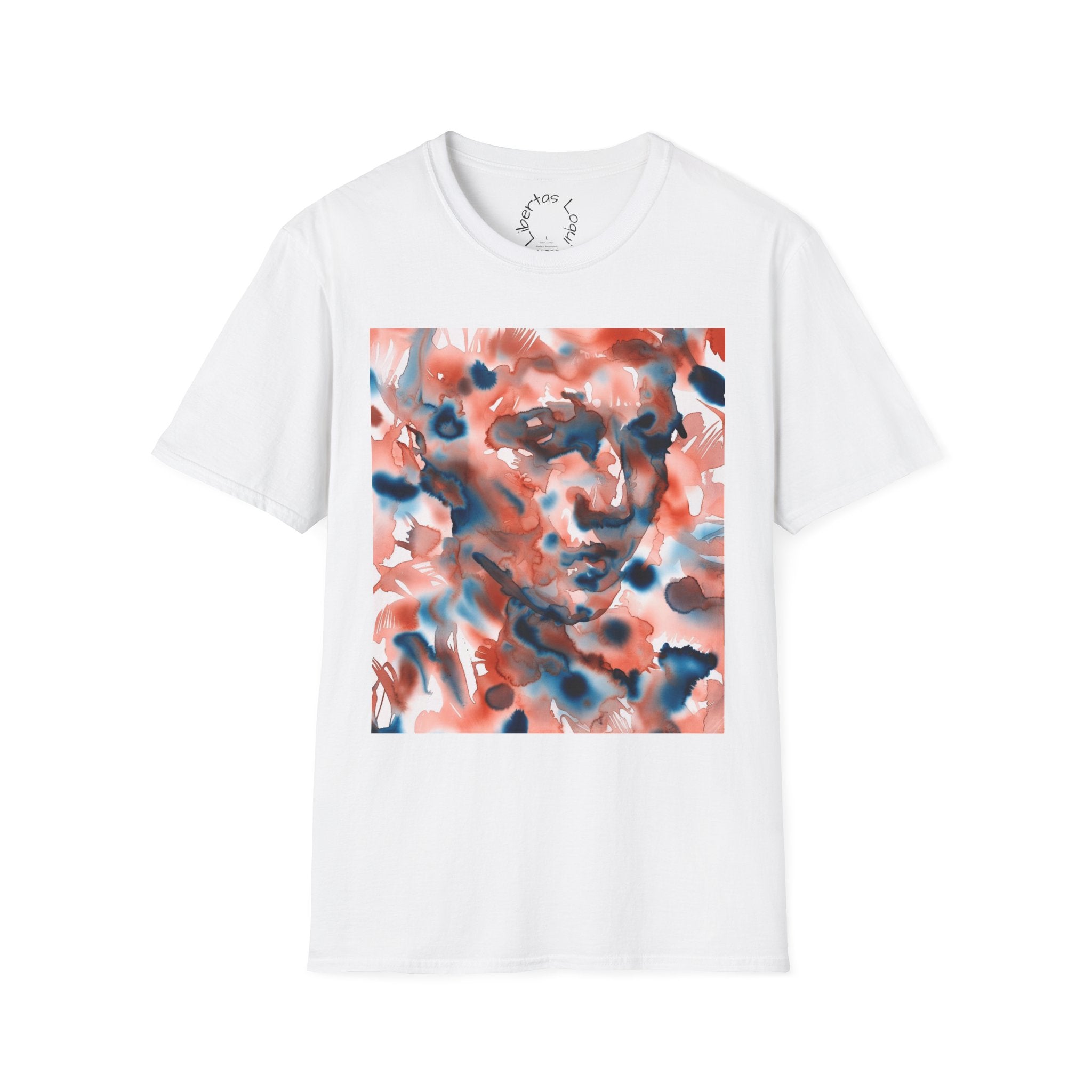 Artistic Abstract Face T‑Shirt — 'Libertas Loquī' Backprint
