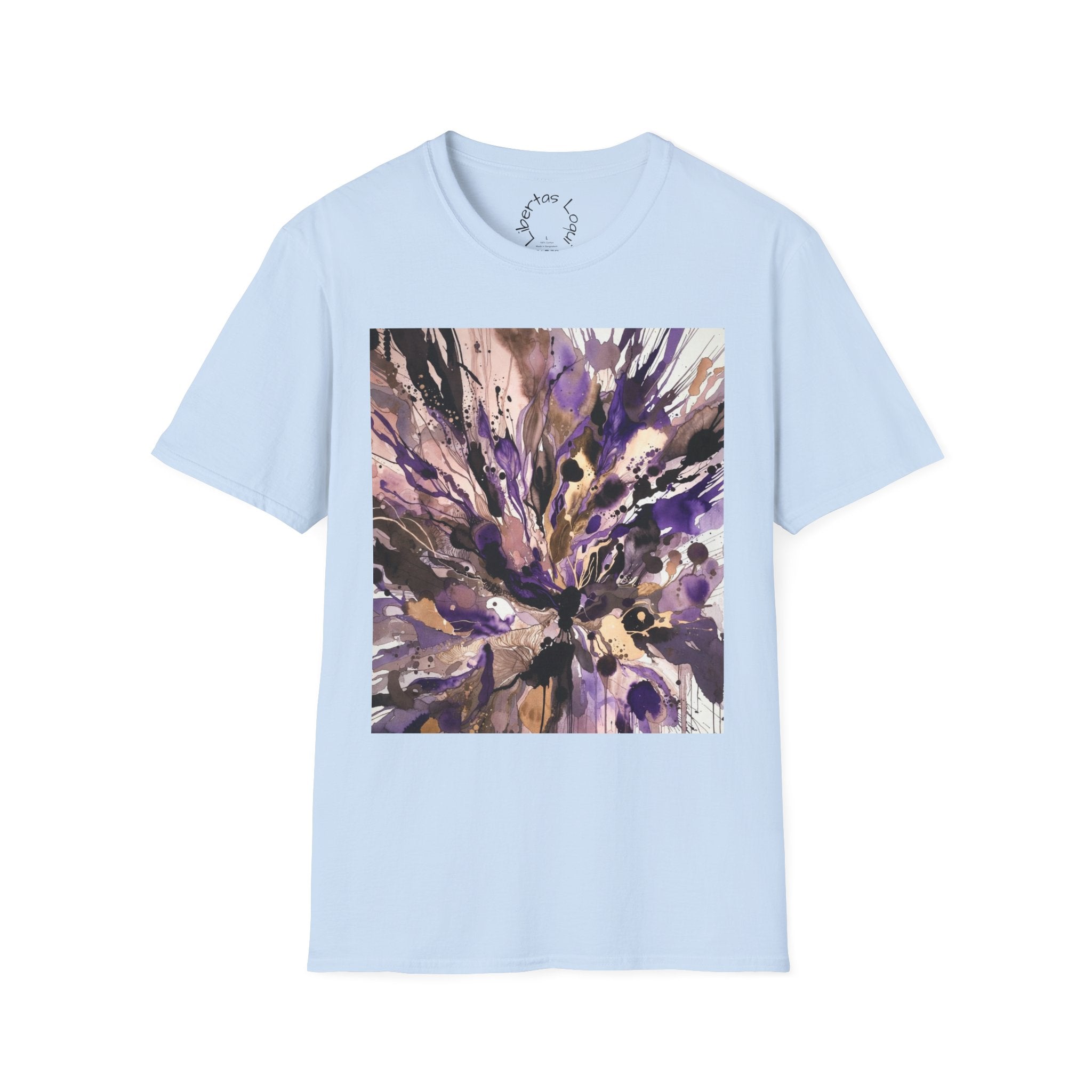 Abstract Purple Burst T-Shirt — 'Libertas Logui' Back Print
