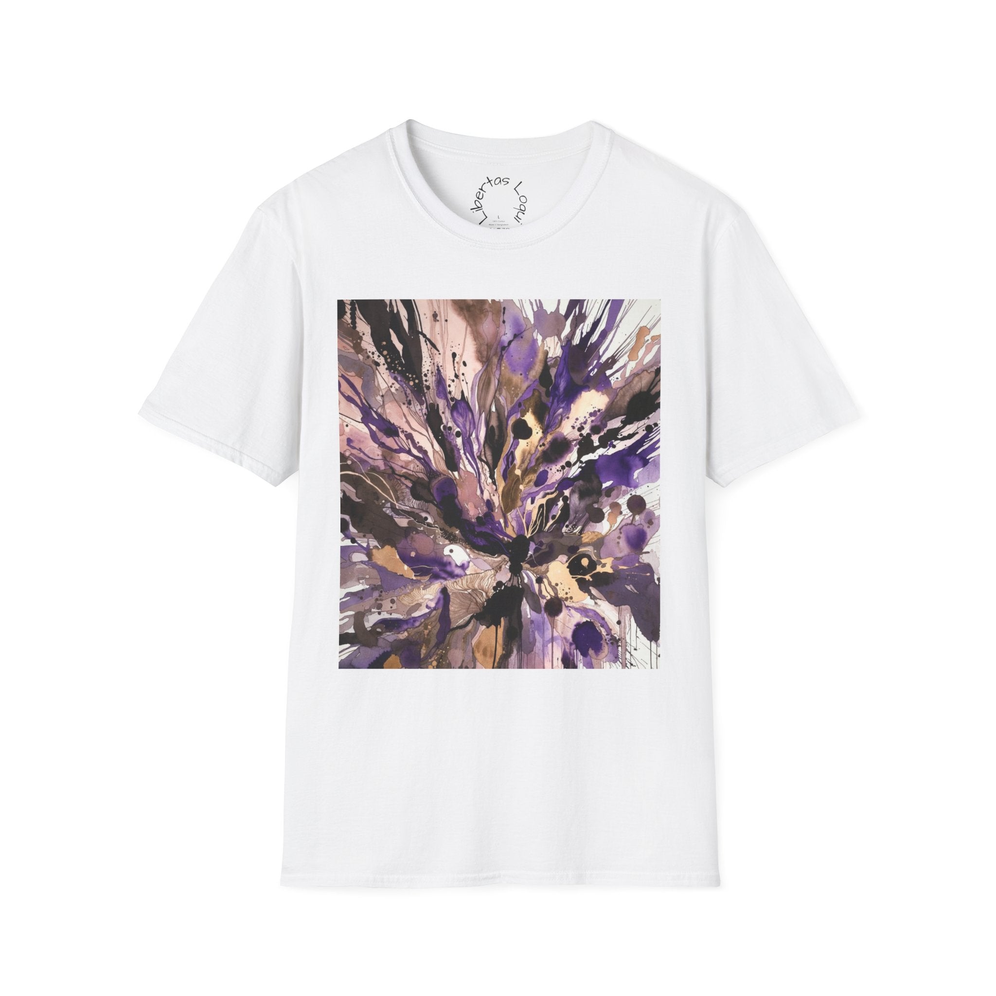 Abstract Purple Burst T-Shirt — 'Libertas Logui' Back Print