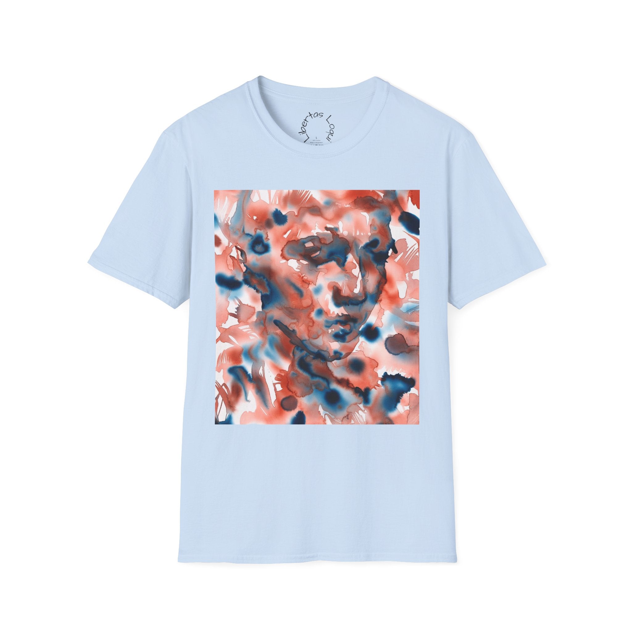 Artistic Abstract Face T‑Shirt — 'Libertas Loquī' Backprint