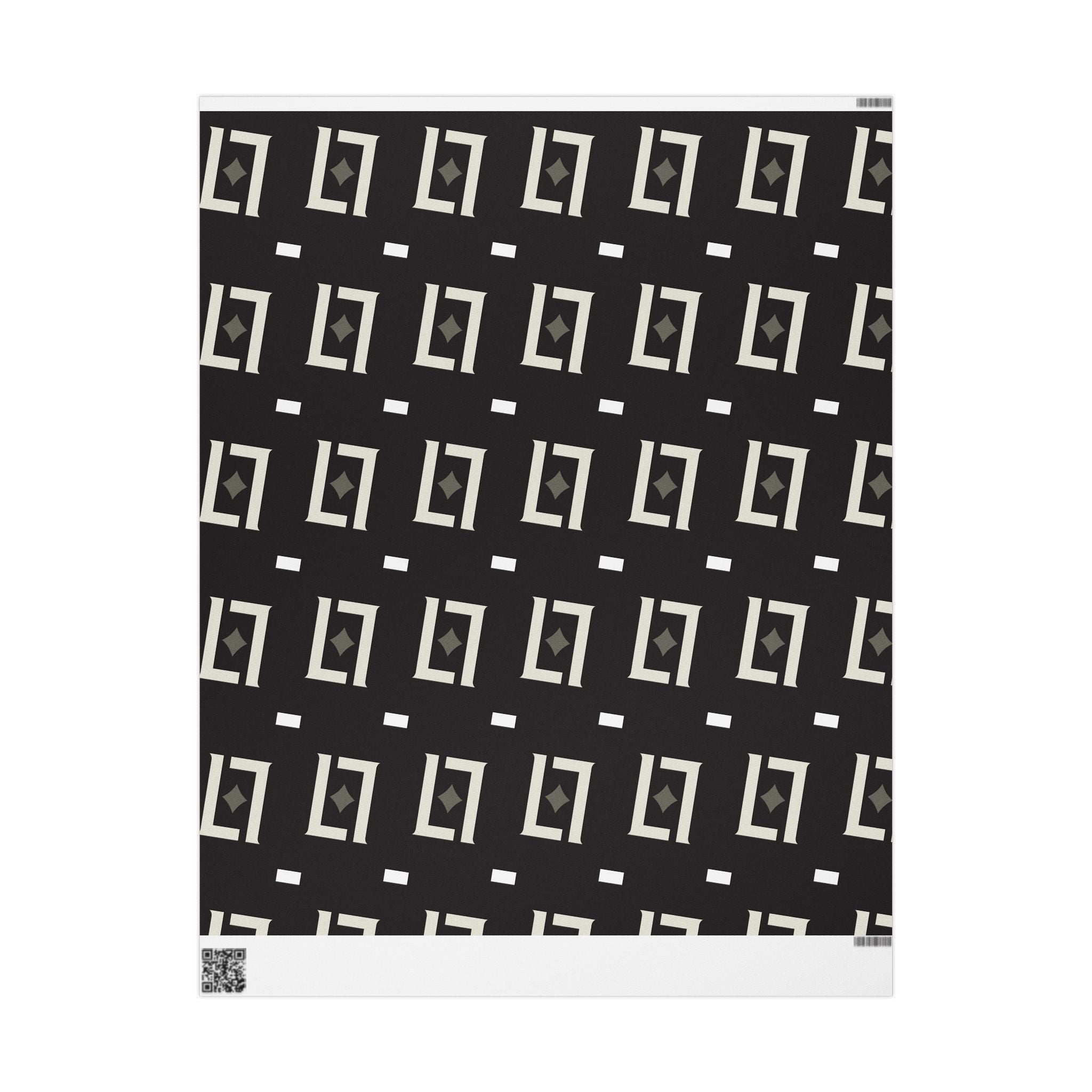 Geometric Black & Ivory Wrapping Paper — Modern Retro Rectangle Pattern