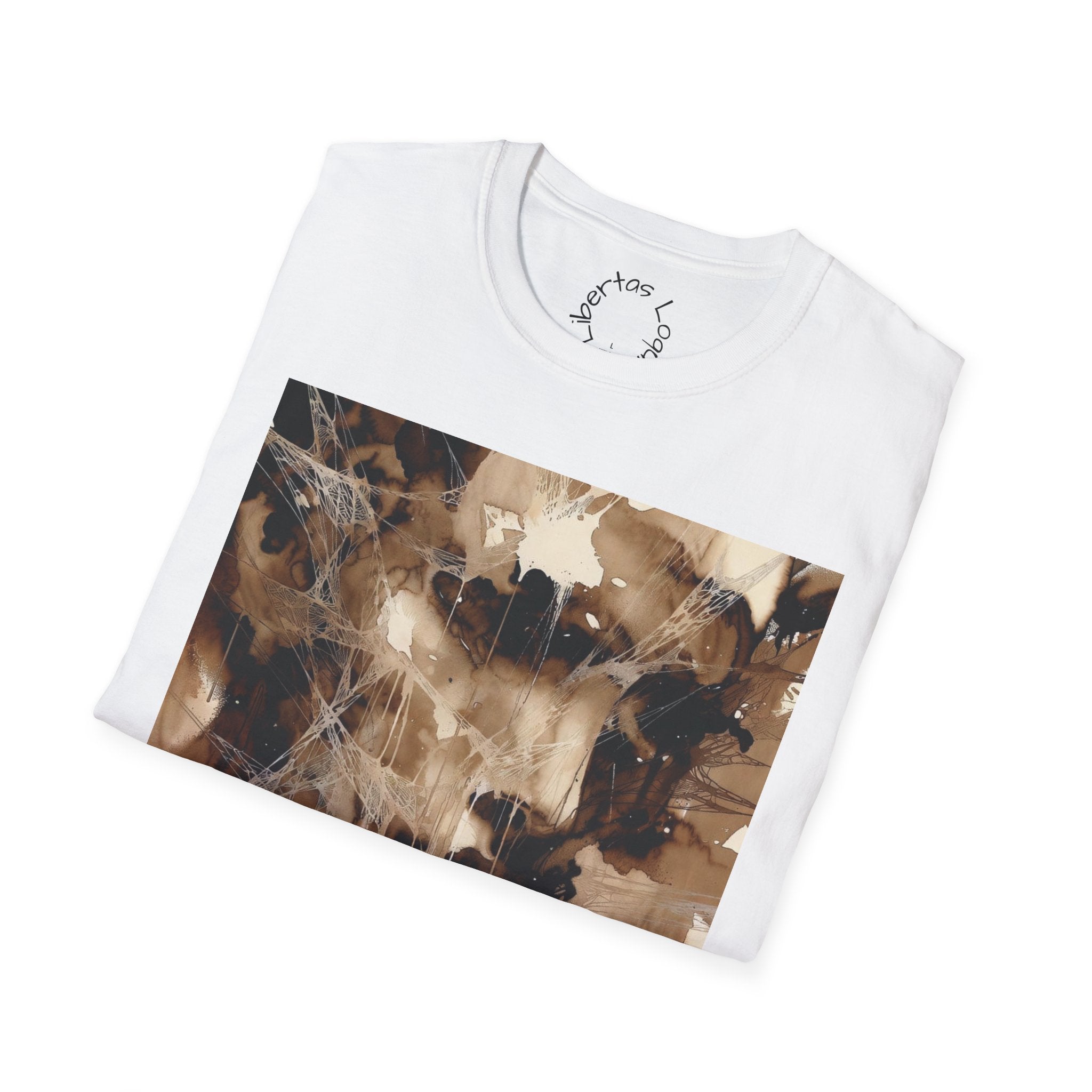 Abstract Brown Ink Skull T-Shirt — Front Art, Back ‘Libertas Loqui’ Typography